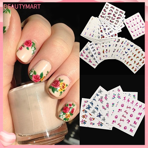 Set 50 Miếng Dán 3D Họa Tiết Hoa Chống Thấm Nước Dùng Trang Trí Móng Nghệ Thuật DIY
