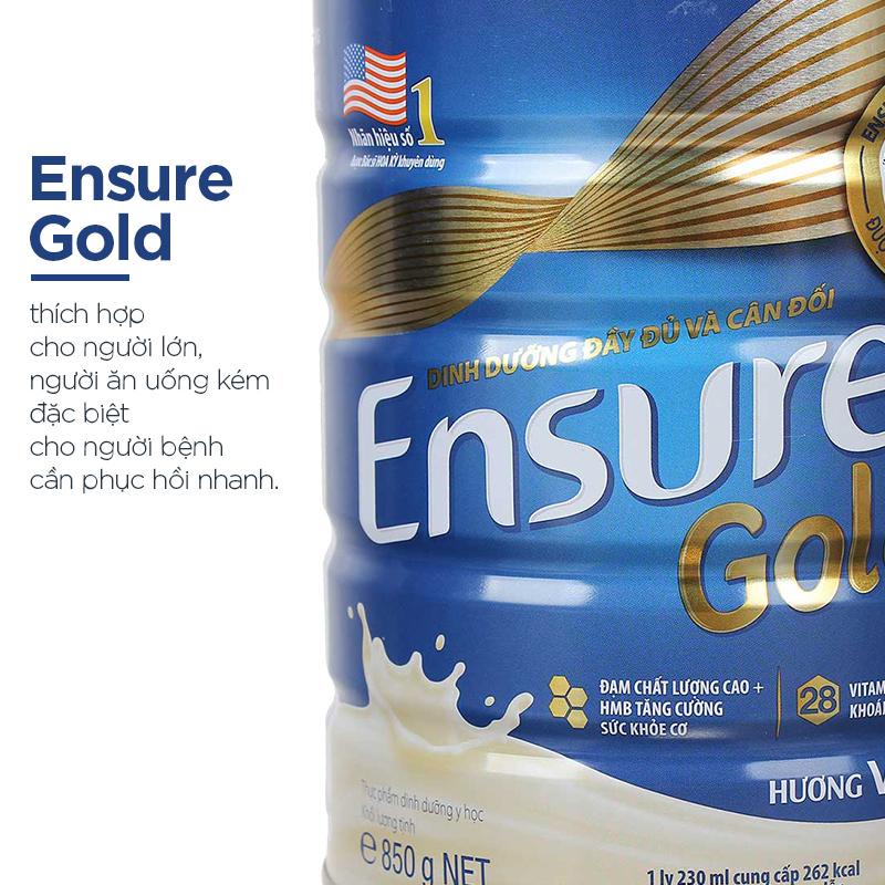 Combo 8 lon sữa bột  Ensure Gold HMB 850g - hương vani mẫu mới