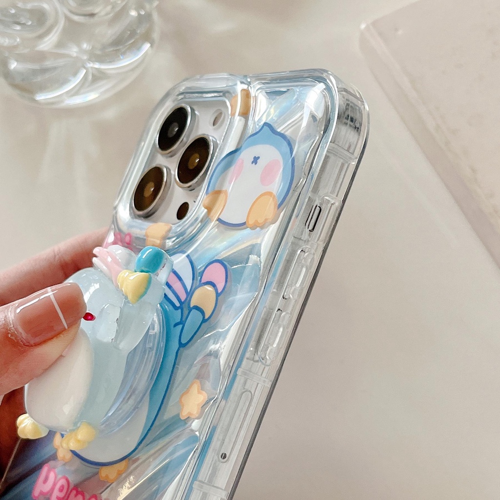 Ốp Điện Thoại TPU Mềm Trong Suốt Chống Rơi Hình Chim Cánh Cụt Hoạt Họa Cho iPhone 11 13 12 14 Pro Max