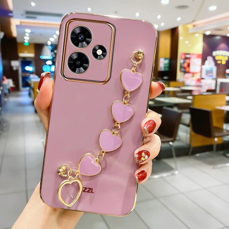 Ốp Điện Thoại TPU Mềm Gắn Dây Đeo Hình Trái Tim 2023 Cho Realme C53 C55 NFC 4G Realme C53