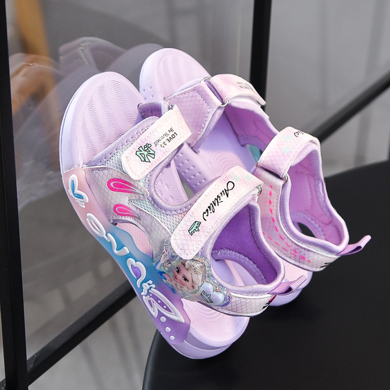 Dép Sandal Cho Bé Gái 3-12 Tuổi, Xăng đan Dép Quai Hậu Công Chúa Đế Dẻo In Họa Tiết Màu Pastel Siêu Xinh