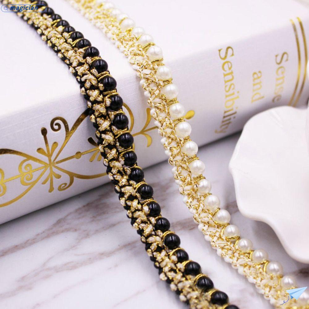 Cuộn Dây Ren Đính Hạt Cườm Dùng May Vá Quần Áo Thủ Công DIY