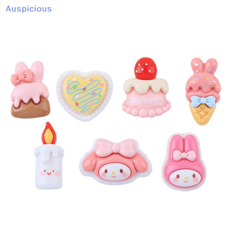Set 10 Phụ Kiện Kẹp Tóc / Điện Thoại Hình Bánh Kem / Động Vật Hoạt Hình Bằng Nhựa Resin Lấp Lánh DIY