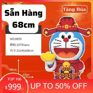 Mô hình lắp ráp Doremon thần tài 68cm, Đồ chơi xếp hình doraemon cỡ lớn, Lego Doraemon thần tài