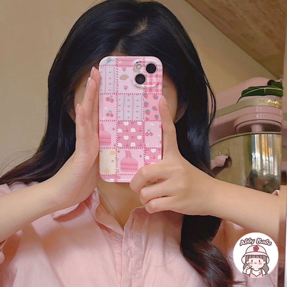 Ốp Điện Thoại IMD Mềm Họa Tiết Sọc Caro Màu Hồng Chống Bẩn Cho IPhone 14 Pro Max 11 12 Pro Max