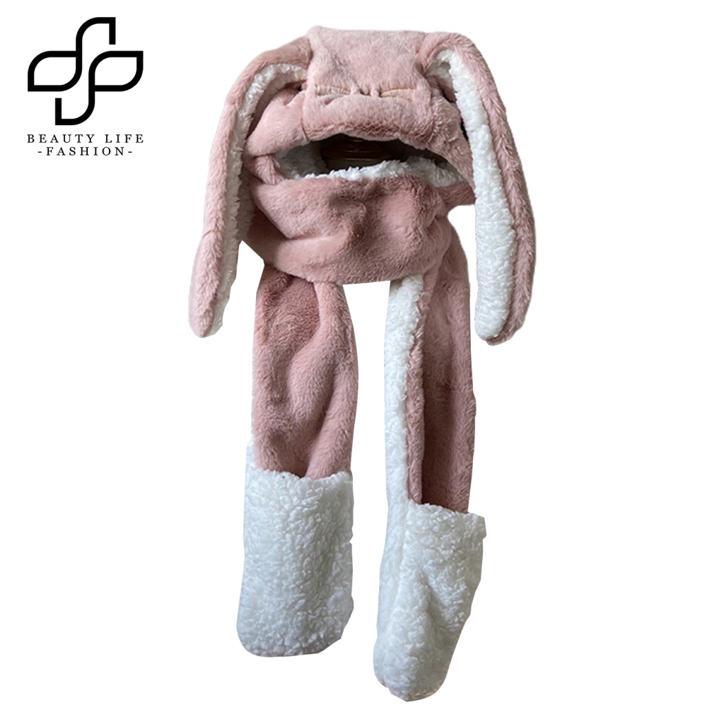 Mũ Trùm Đầu Kiêm Khăn Choàng Cổ Dày Dặn Giữ Ấm Chống Gió Họa Tiết Hoạt Hình Bảo Vệ Toàn Diện Cho Nữ