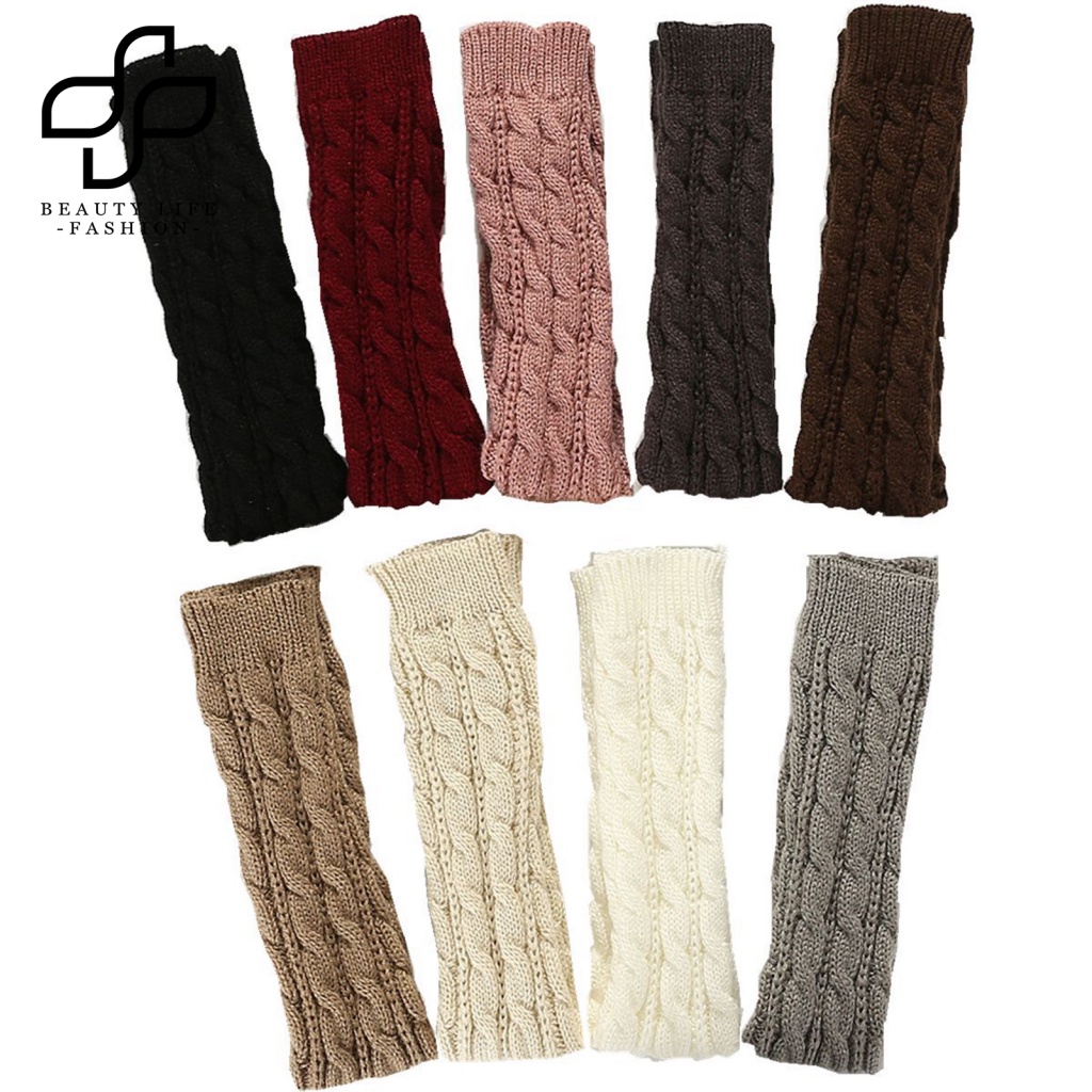 1 Cặp Găng Tay Len Hở Ngón Giữ Ấm Màu Trơn Cho Nữ