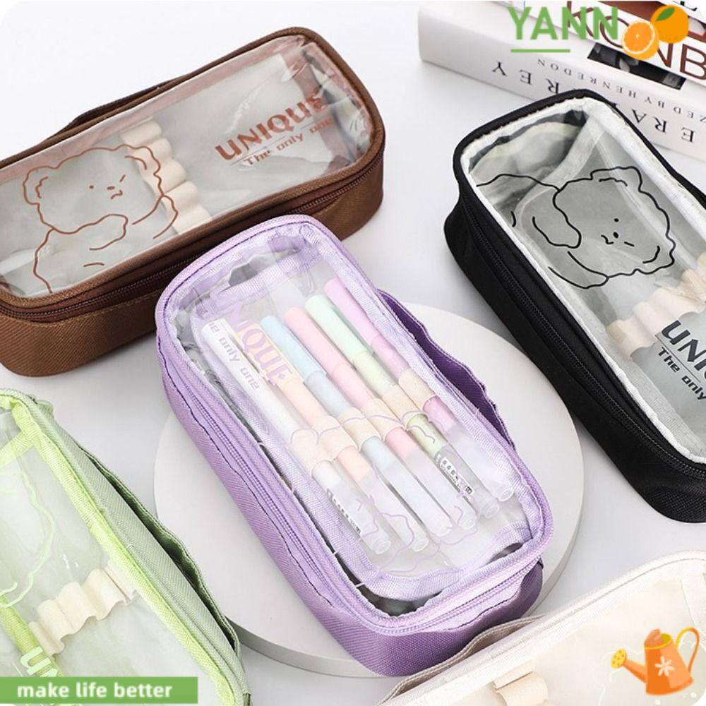 Túi Đựng Bút Trong Suốt Hình Vuông Có Khóa Kéo 1 Ngăn Tiện Dụng