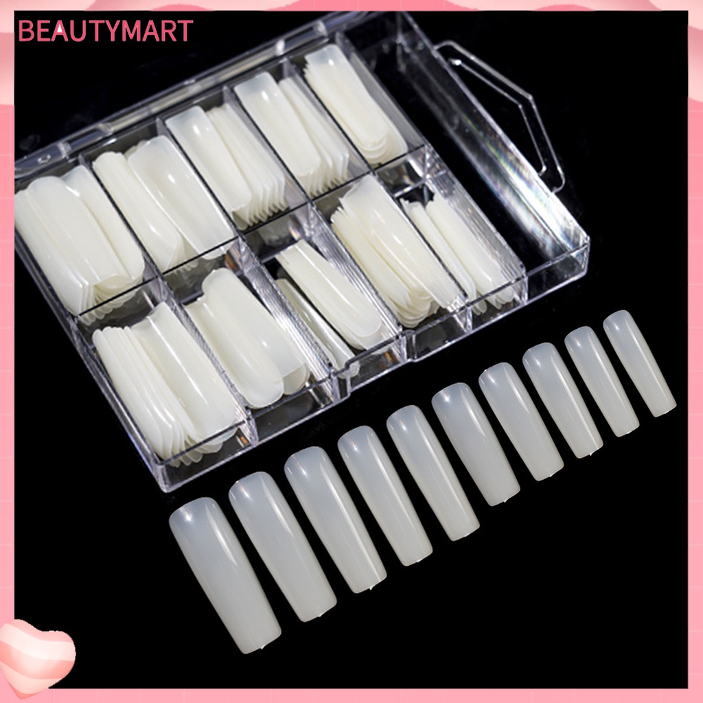 Set 100 Móng Tay Giả Đầu Nhọn Gọn Nhẹ Chống Gãy Có Thể Tái Sử Dụng
