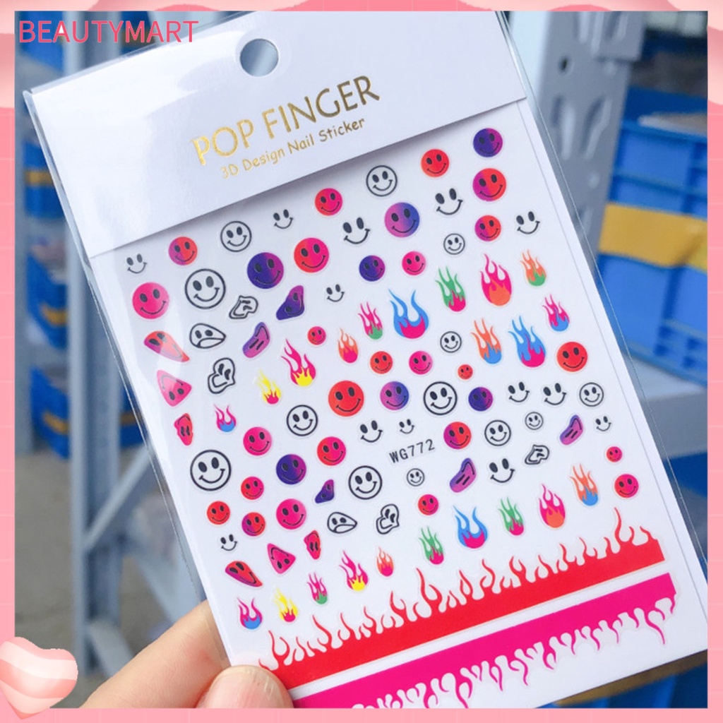 Nhãn Dán Trang Trí Móng Tay Hình Ngọn Lửa DIY 6 Màu Siêu Mỏng