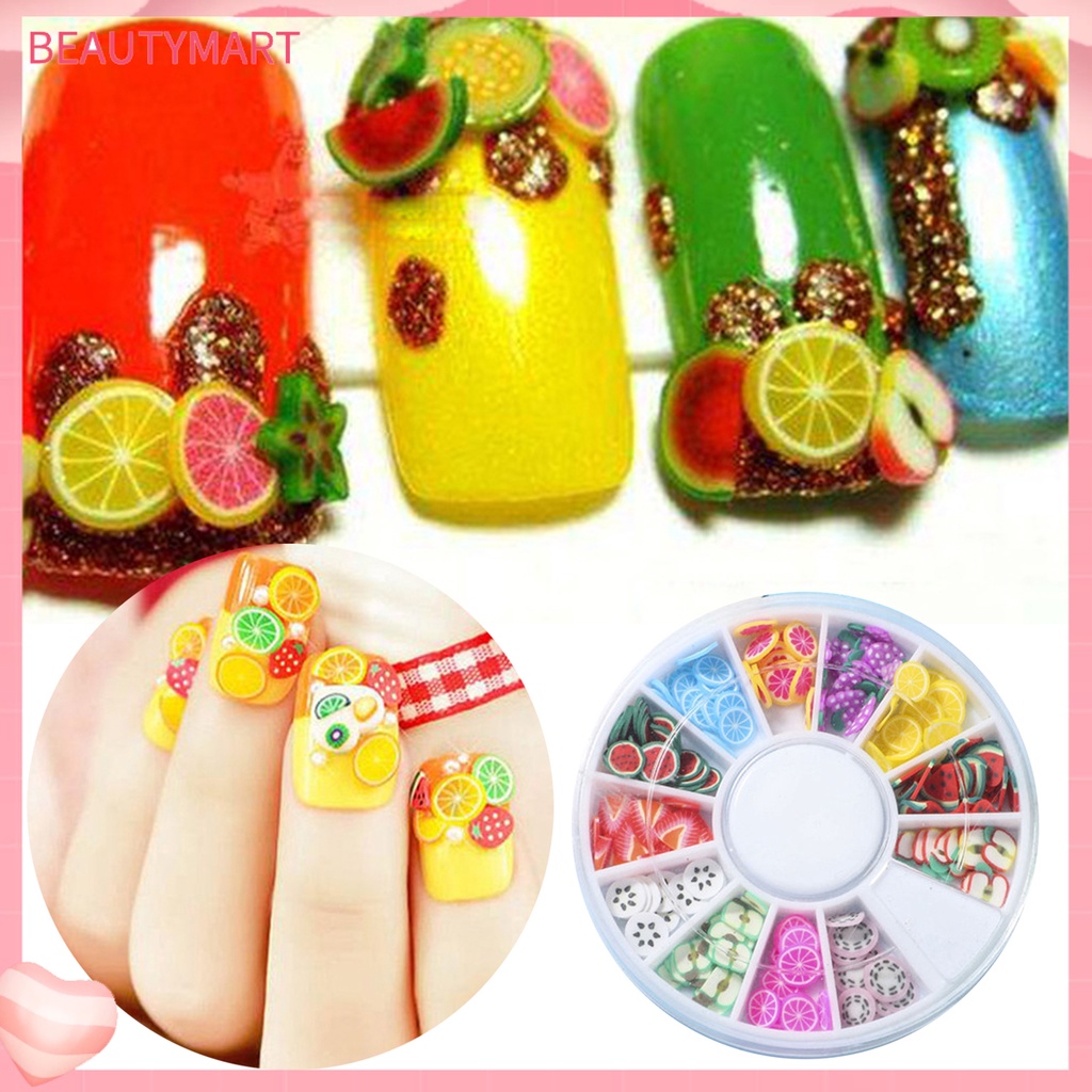 1 Hộp Phụ Kiện Trang Trí Móng Nghệ Thuật Tạo Hiệu Ứng 3D Hình Hoa Trái Cây Siêu Mỏng DIY