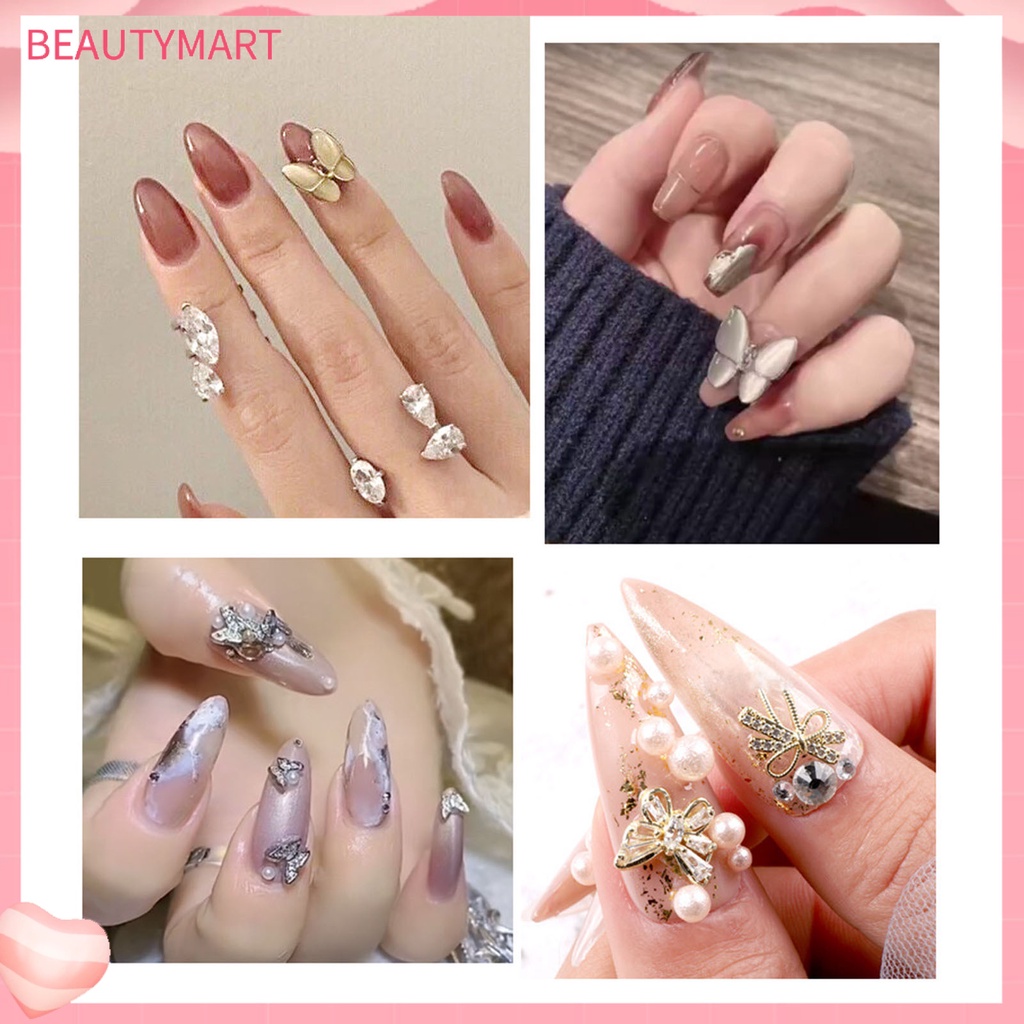 Đá Kim Cương Giả Hình Bướm 3D Lấp Lánh Không Phai Màu Chống Oxy Hóa Trang Trí Móng Tay DIY