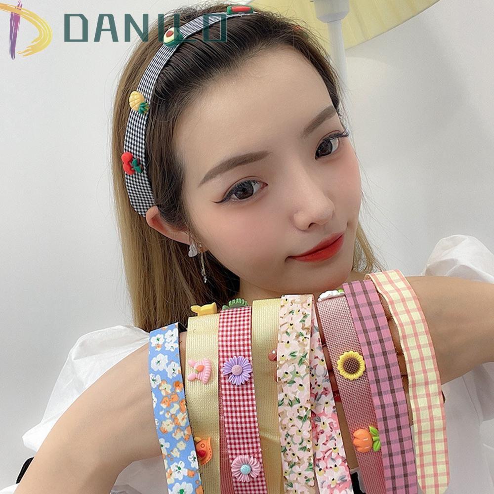 Băng Đô Cài Tóc Họa Tiết Hoa / Trái Cây / Kẻ Sọc Dễ Thương Xinh Xắn Cho Nữ