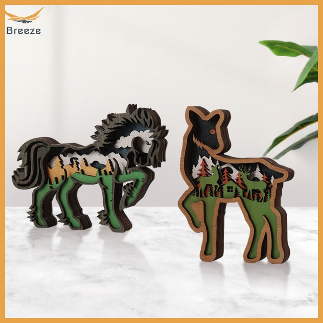 Phụ Kiện Trang Trí Nhà Cửa Hình Động Vật Nhiều Tầng Bằng Gỗ Độc Đáo