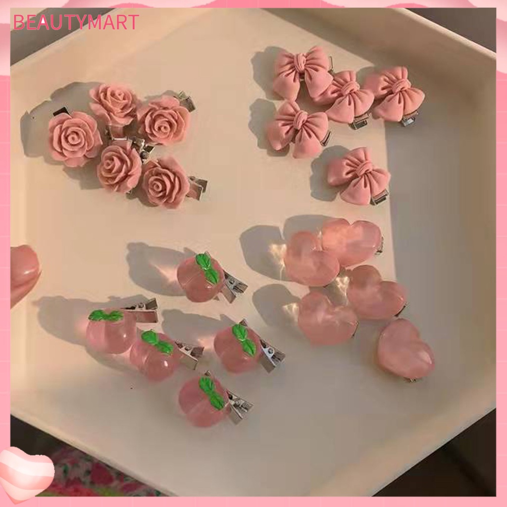 Kẹp Tóc Hình Trái Tim / Hoa Hồng / Nơ / Bướm Dễ Thương Chống Trượt Thời Trang Mùa Hè Cho Nữ