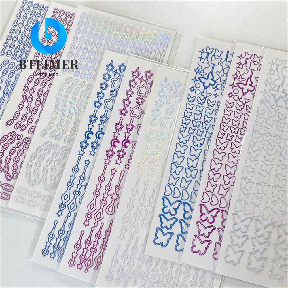 Nhãn Dán PVC Laser Họa Tiết Bướm Và Ngôi Sao Dễ Thương Trang Trí Sổ Tay