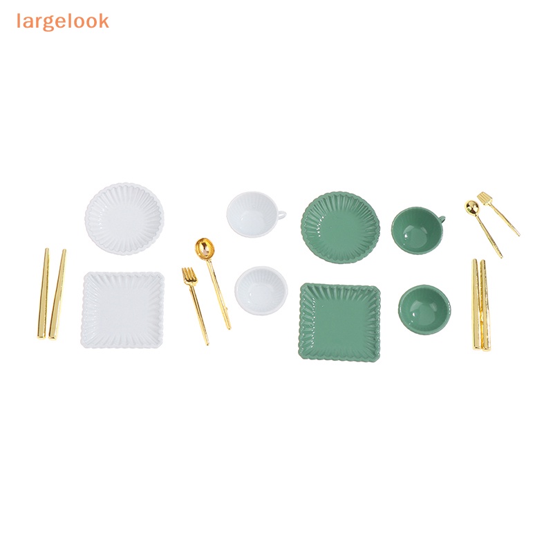 1 Bộ Chén Đĩa Muỗng / Tách Cà Phê Tỉ Lệ 1: 12 Dùng Trang Trí Nhà Búp Bê