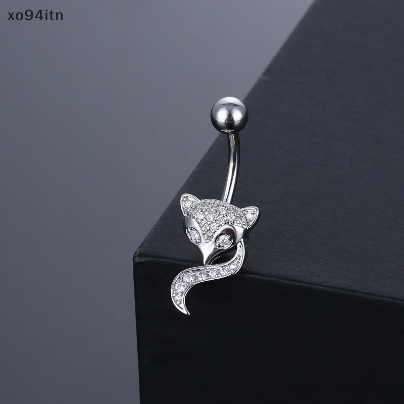 Khuyên Rốn Đính Đá Zircon Hình Con Cáo Quyến Rũ Thời Trang Cho Nam Nữ