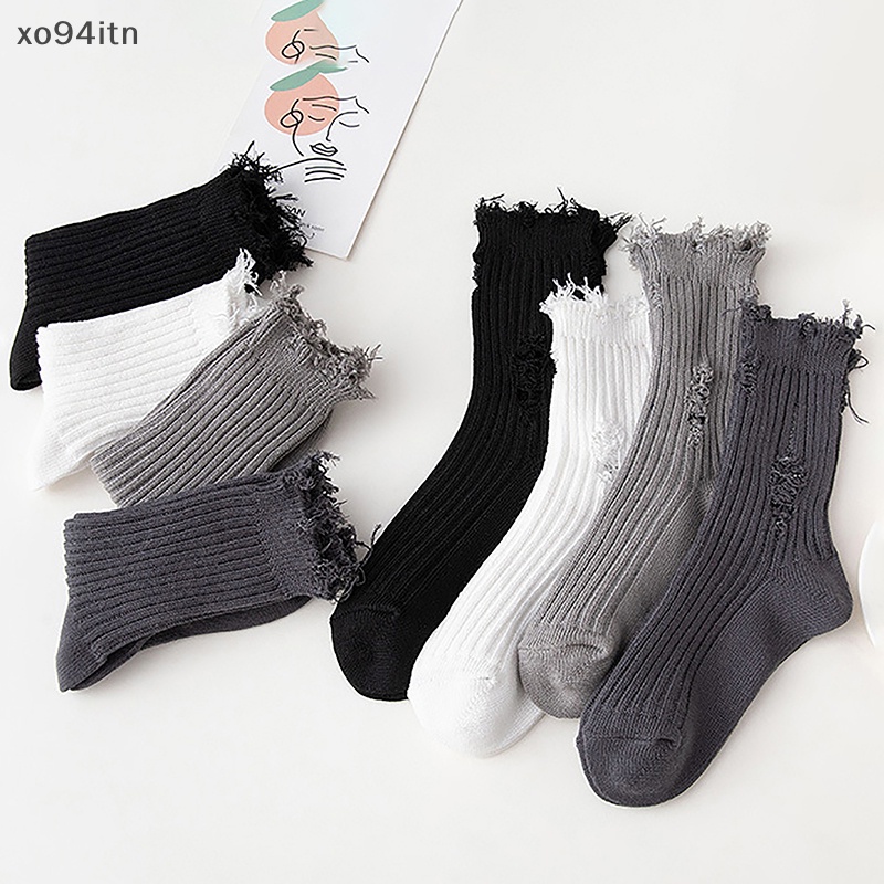 Tn Mới Vớ Dệt Kim Phối Rách Thời Trang Harajuku Đường Phố Phá Hủy Đường Phố Cá Tính Cho Nữ n