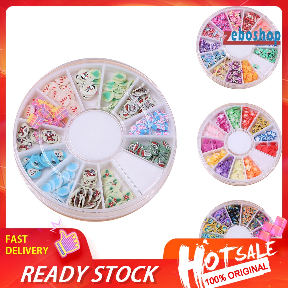 Hộp Đất Sét Polymer 12 Ngăn Hình Hoa Lá Trái Tim Ngôi Sao Trang Trí Móng Tay Nghệ Thuật