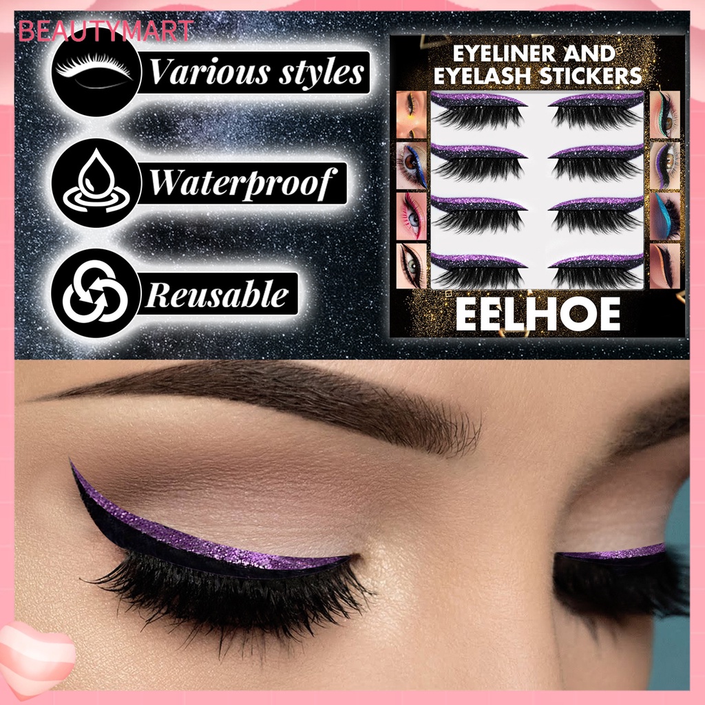 1 Hộp Miếng Dán Lông Mi Giả Bằng Nhựa Trọng Lượng Nhẹ Tự Dính