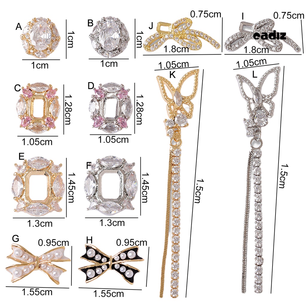 Phụ Kiện Tua Rua Hình Bướm 3D Nhiều Hình Dạng Đính Đá Zircon Sang Trọng Trang Trí Móng Tay