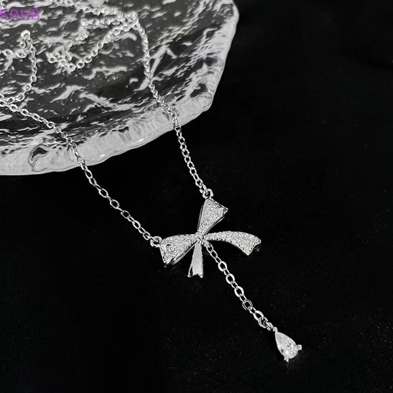 Dây Chuyền Mặt Nơ Tua Rua Đính Đá Zircon Phong Cách Hàn Quốc Thanh Lịch Dành Cho Nữ Mới