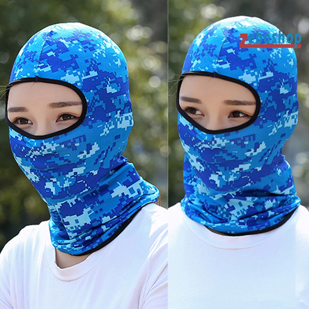 Zeboshop Mũ Che Mặt Chống Nắng / Gió Thoáng Khí Họa Tiết Rằn Ri Unisex