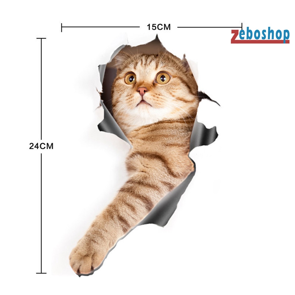 Sticker Dán Xe Hơi Tạo Hiệu Ứng 3D Chống Nước Không Phai Hình Mèo Dễ Thương