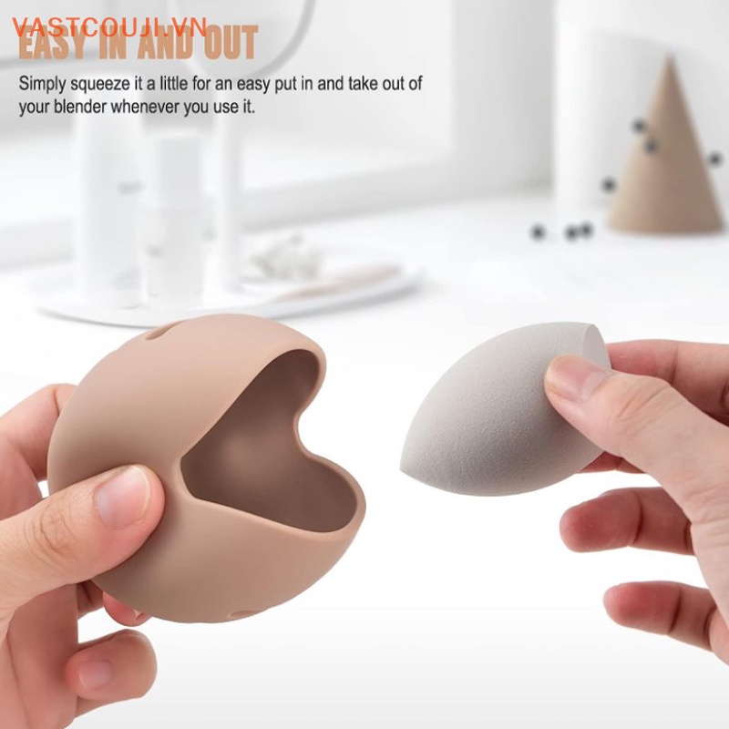 BEAUTY BLENDER Hộp Đựng Mút Trang Điểm VASTJI Bằng Silicon Thân Thiện Với Môi Trường Nhiều Lỗ