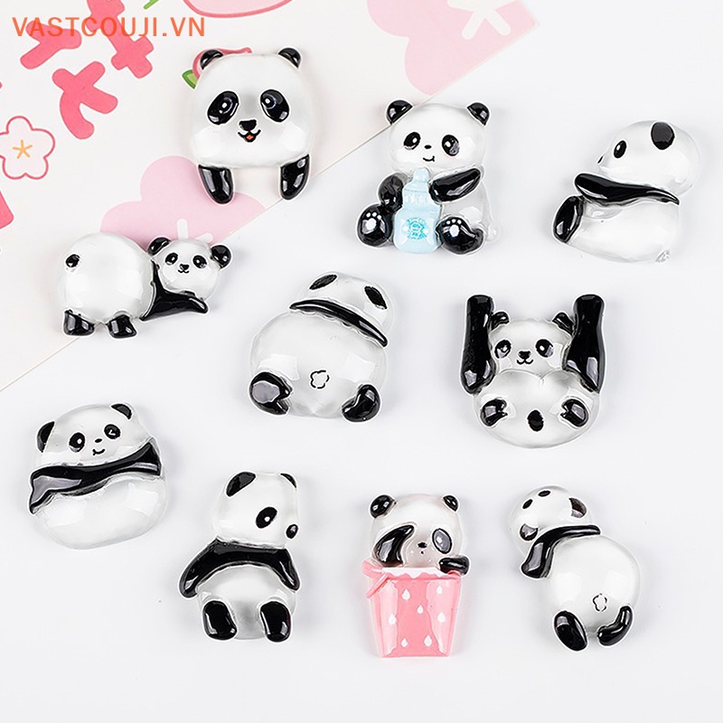 Set 5 Mặt Dây Chuyền Hình Gấu Trúc Bằng Nhựa Resin DIY Thời Trang