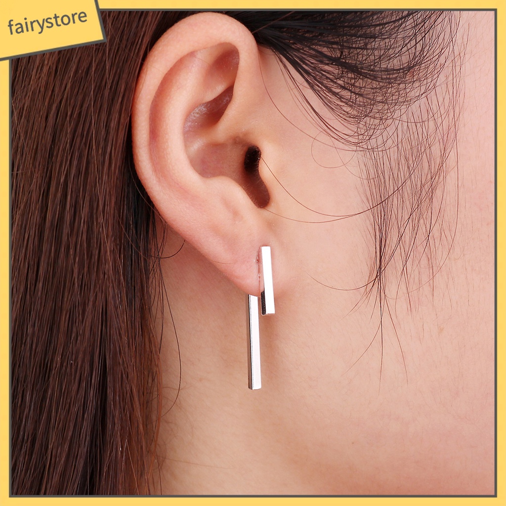 1 Đôi Bông Tai Hình Chữ T Chống Phai Màu Thiết Kế Đơn Giản