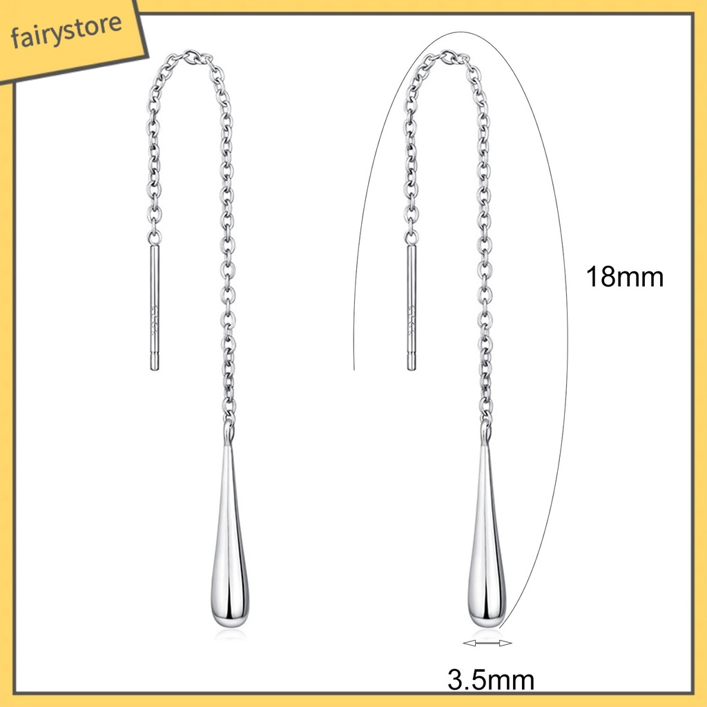 1 Đôi Bông Tai Mạ Bạc 925 Dáng Dài Hình Giọt Nước Đính Đá Thời Trang Dự Tiệc