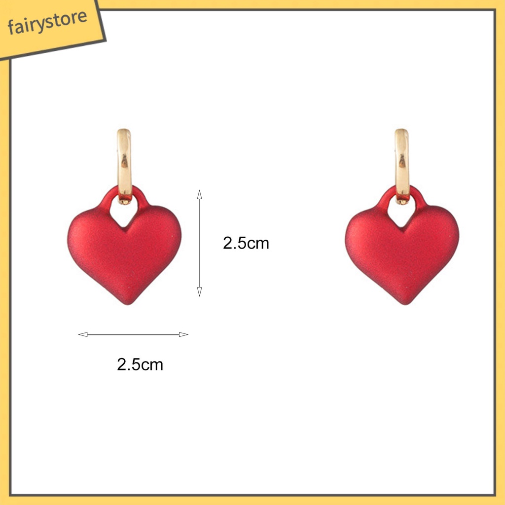1 Đôi Bông Tai Hợp Kim Hình Trái Tim Đỏ Sang Trọng