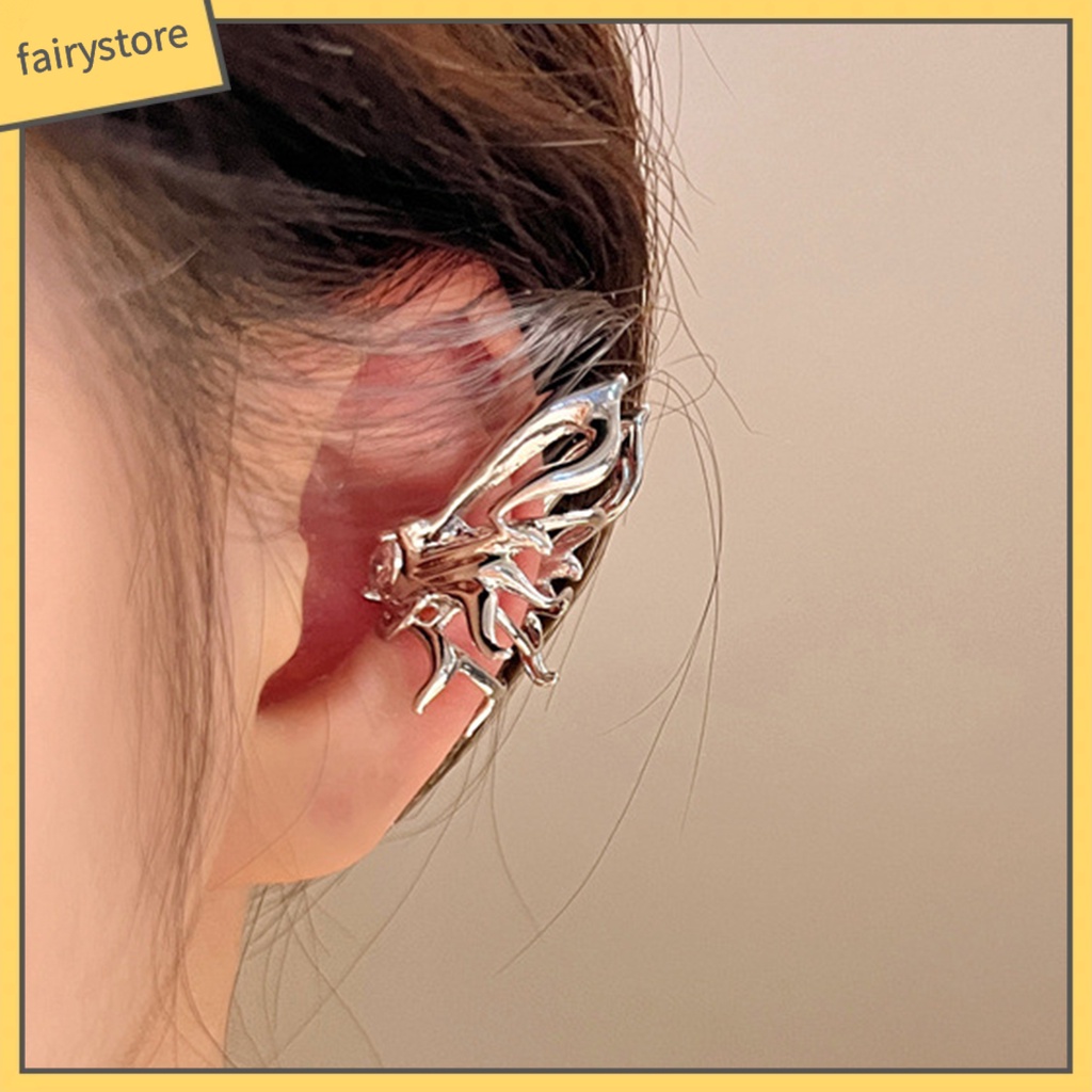 1 Đôi Khuyên Kẹp Vành Tai Không Xỏ Lỗ Hình Bướm Phong Cách Punk