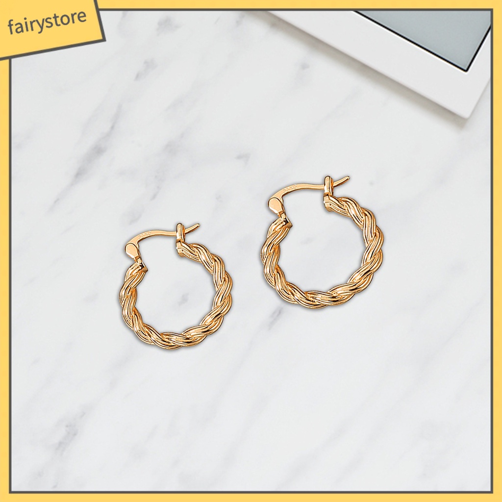 1 Đôi Bông Tai Tròn Xoắn Phong Cách Retro Dành Cho Nữ