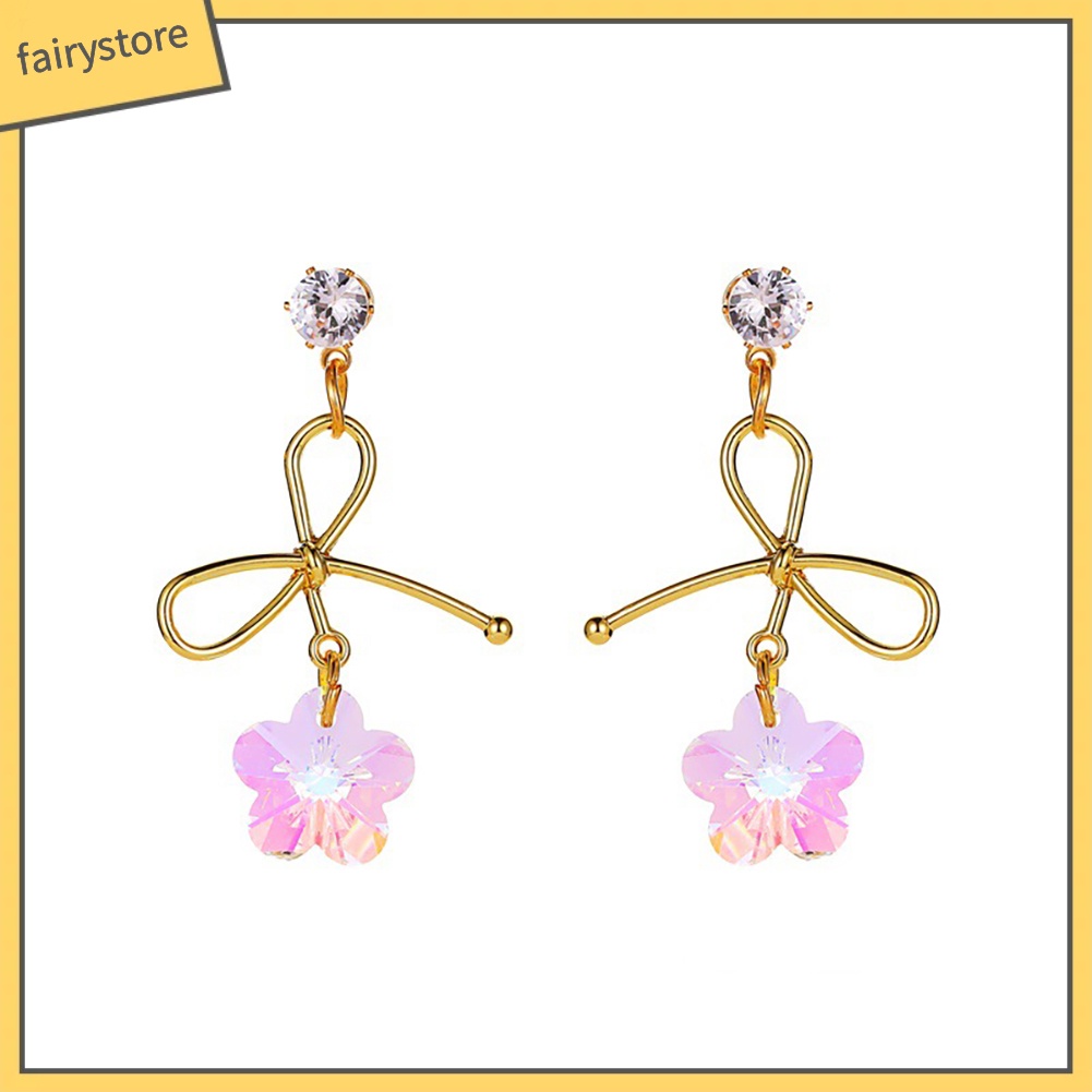 Bông Tai Dáng Dài Đính Đá Zircon Màu Sắc Gradient Thanh Lịch Dành Cho Nữ