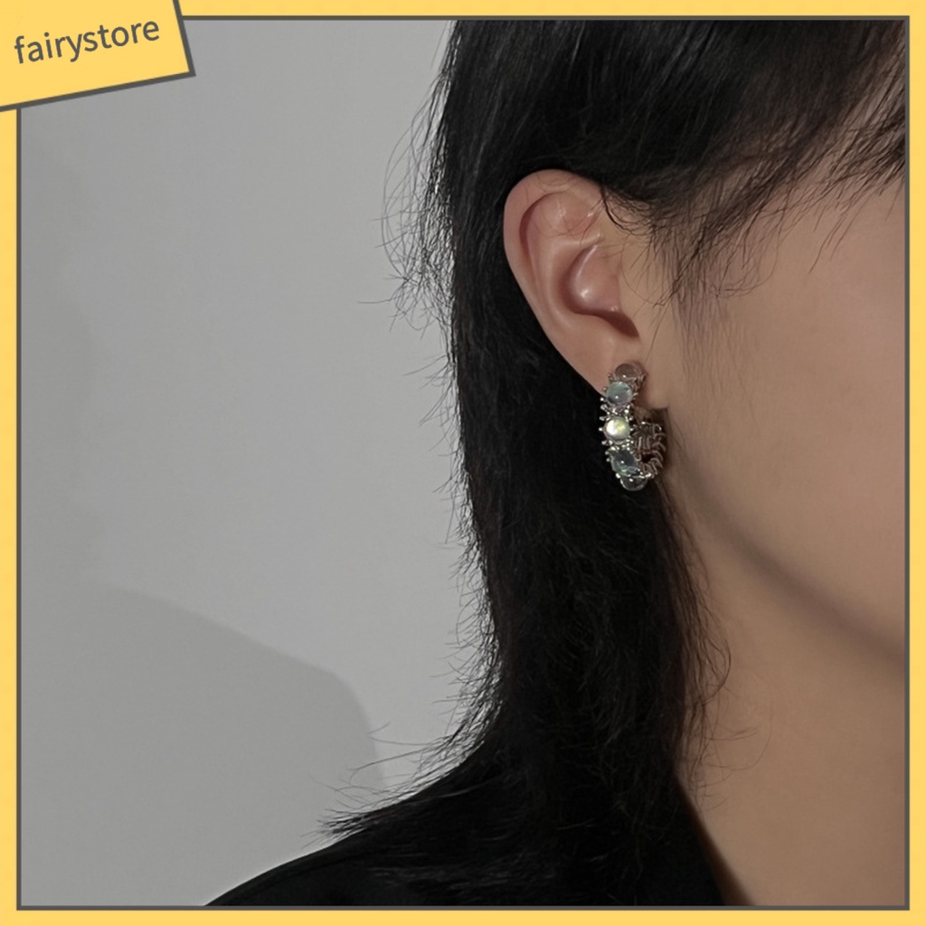 1 Đôi Bông Tai Đính Đá Mặt Trăng Bằng Hợp Kim Thời Trang Dành Cho Nữ