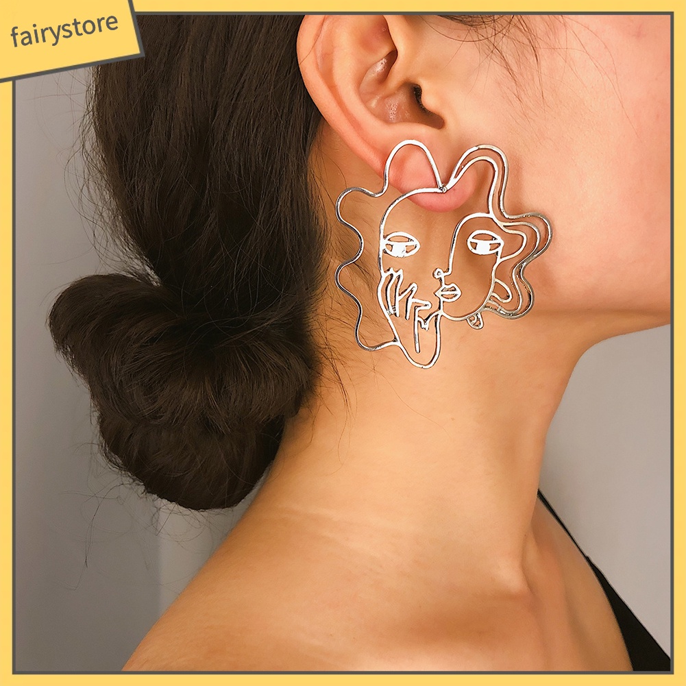 Khuyên Tai Hình Khuôn Mặt Trừu Tượng Sáng Tạo Dành Cho Nữ
