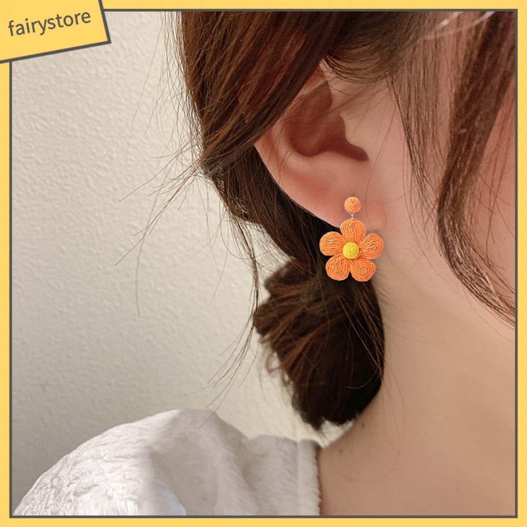1 Đôi Bông Tai Hình Hoa Màu Sắc Tươi Sáng Phong Cách Kỳ Nghỉ Cho Nữ