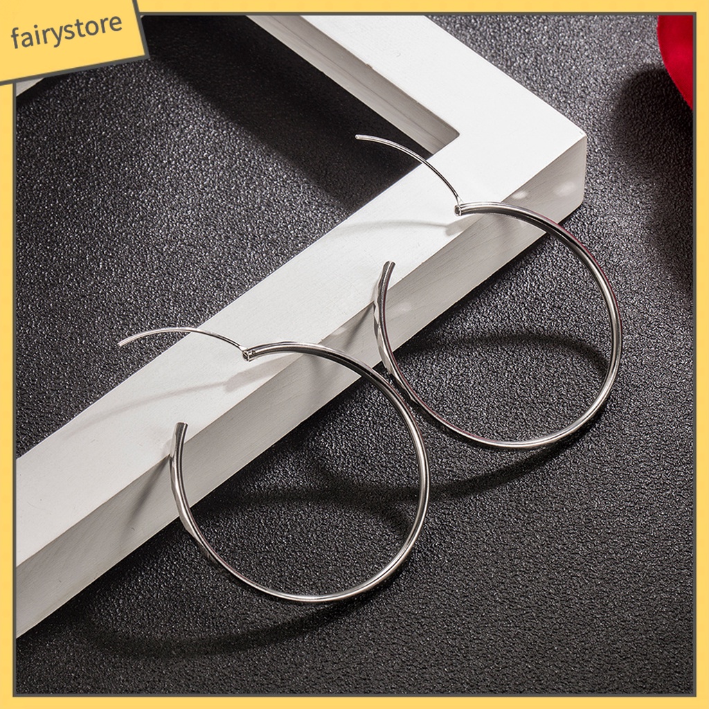 1 Đôi Bông Tai Hình Tròn Cỡ Lớn Phong Cách Hip Hop Thời Trang Cho Nữ