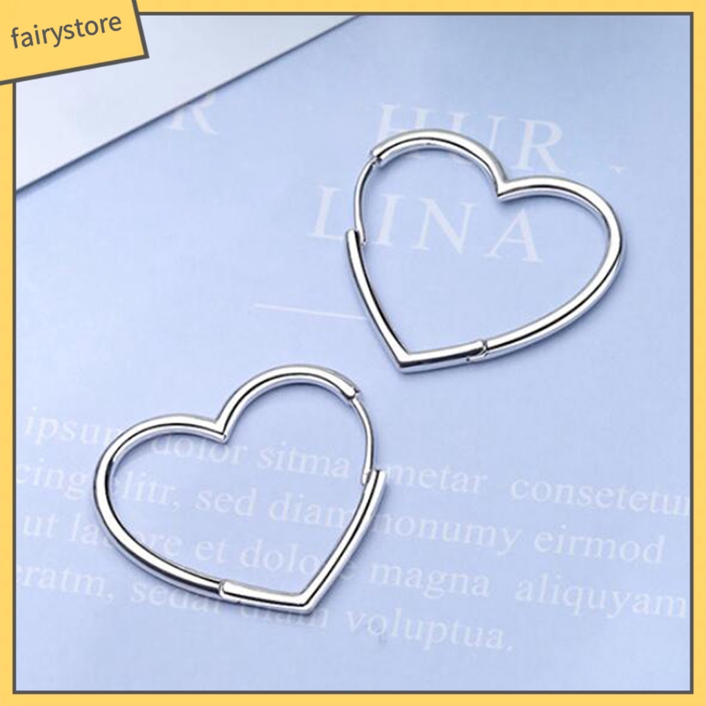 1 Đôi Bông Tai Hình Trái Tim Bằng Đồng Tinh Tế Dành Cho Thanh Thiếu Niên