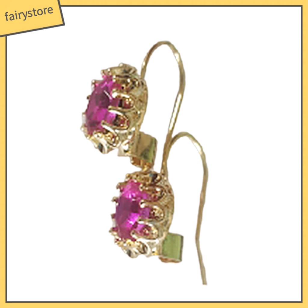 1 Đôi Bông Tai Hình Oval Đính Kim Cương Giả Thời Trang