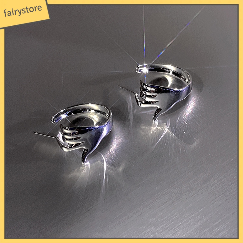 1 Bông Tai Hình Bàn Tay Mạ Điện Phong Cách Hip Hop Thời Trang Tiệc Cưới