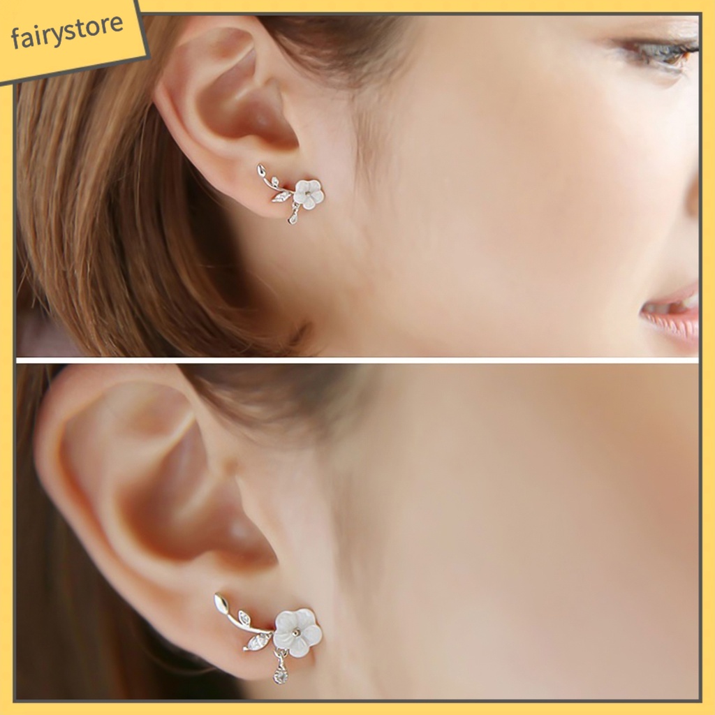 [FRO] Bông Tai Hình Hoa Lá Đính Kim Cương Giả Bằng Hợp Kim Xinh Đẹp Cho Cuộc Sống Hàng Ngày