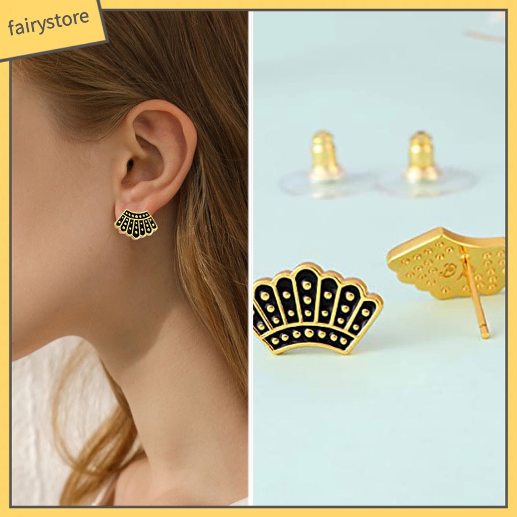 1 Đôi Bông Tai Hình Quạt Thời Trang Dành Cho Nữ