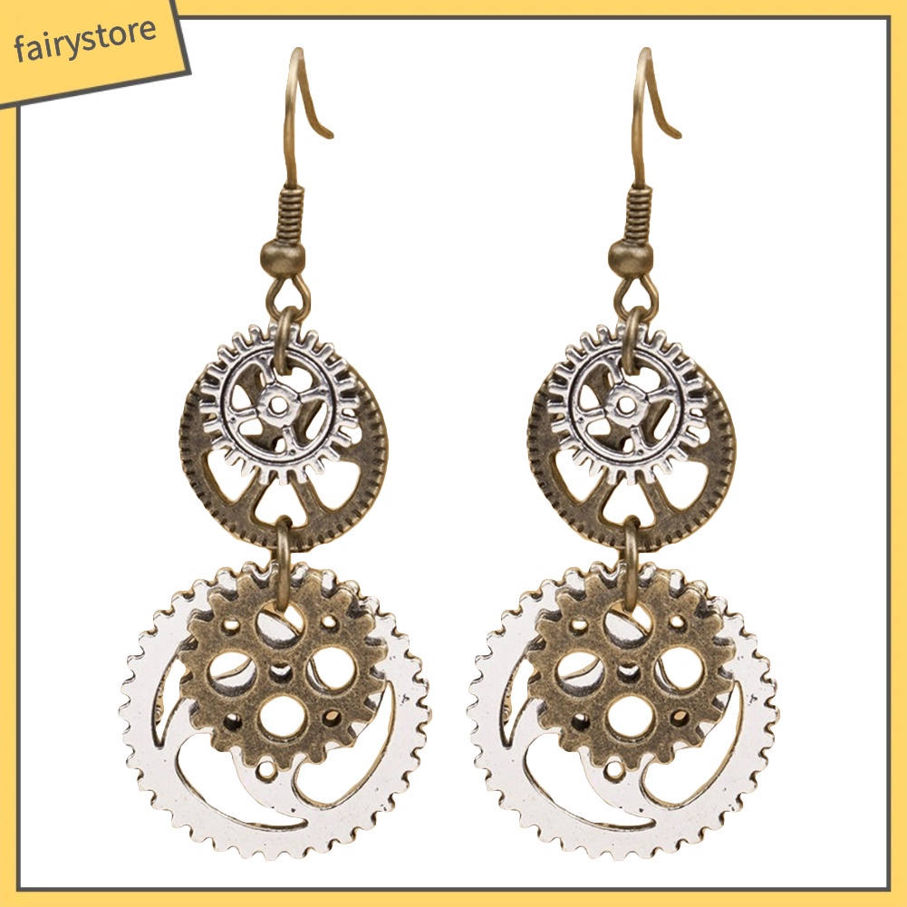 Đôi Khuyên Tai Dài Hình Bánh Răng Thời Trang Cho Nữ