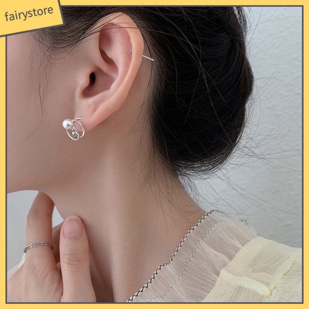 1 Đôi Bông Tai Đính Ngọc Trai Nhân Tạo Phong Cách Hàn Quốc Thanh Lịch Dành Cho Nữ