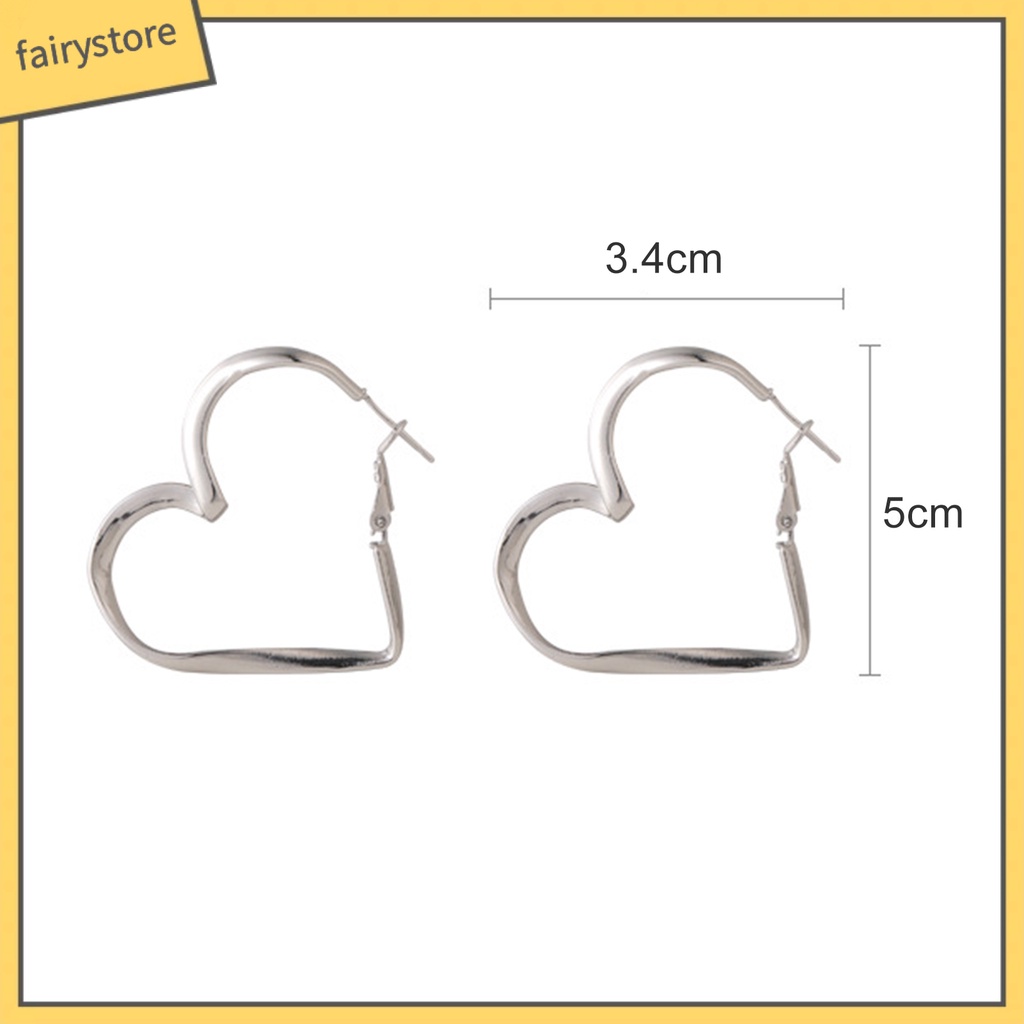 1 Đôi Bông Tai Hình Tròn / Trái Tim Thời Trang Quyến Rũ Cho Nữ