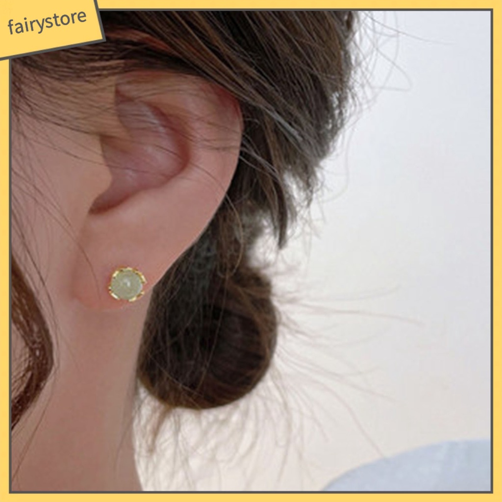 1 Đôi Bông Tai Ngọc Bích Giả Thời Trang Cho Nữ